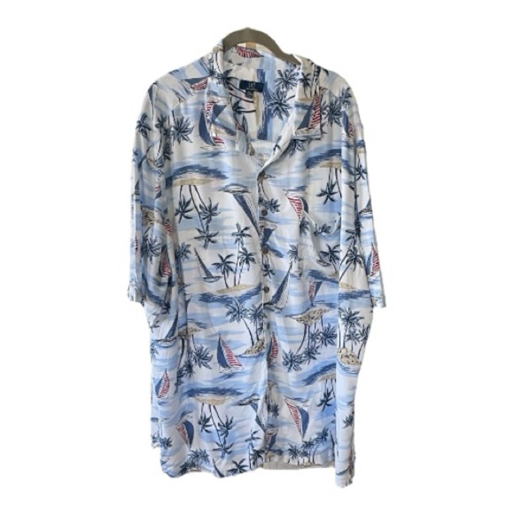 ♥️George♥️ Men's Hawaiian print Button down Shirt Size (2XL)